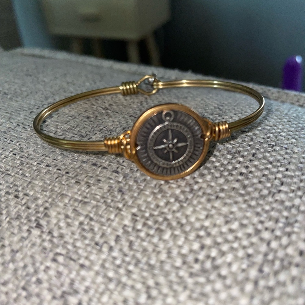 Gold and Silver Compass Bangle Bracelet